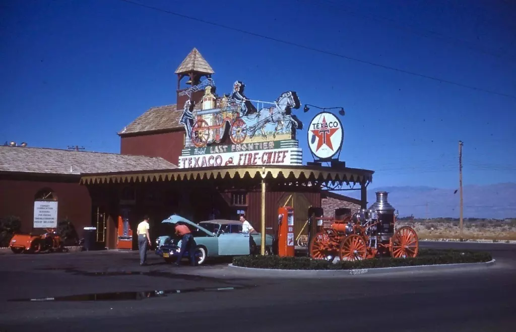 Everything about this vintage Texaco station photo is pure nostalgia
